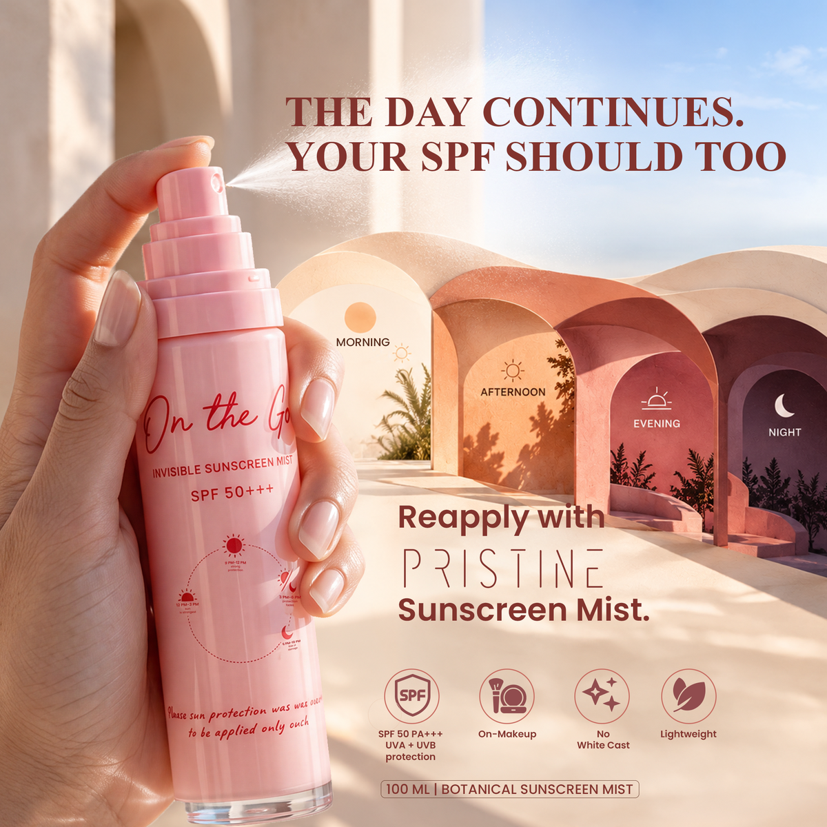 PRISTINE On The Go invisible sunscreen mist SPF 50 PA+++